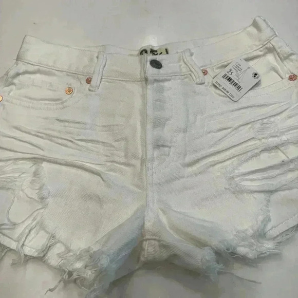 Free people white denim distressed cut off shorts size 25 NWT - Picture 1 of 8